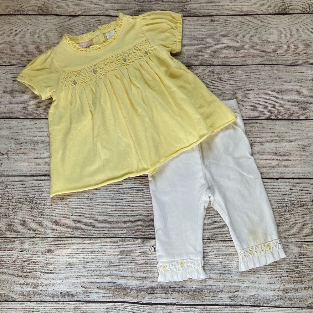 First Impressions 2 Piece Outfit Set Girls Size 12 mo Yellow White - Picture 1 of 6